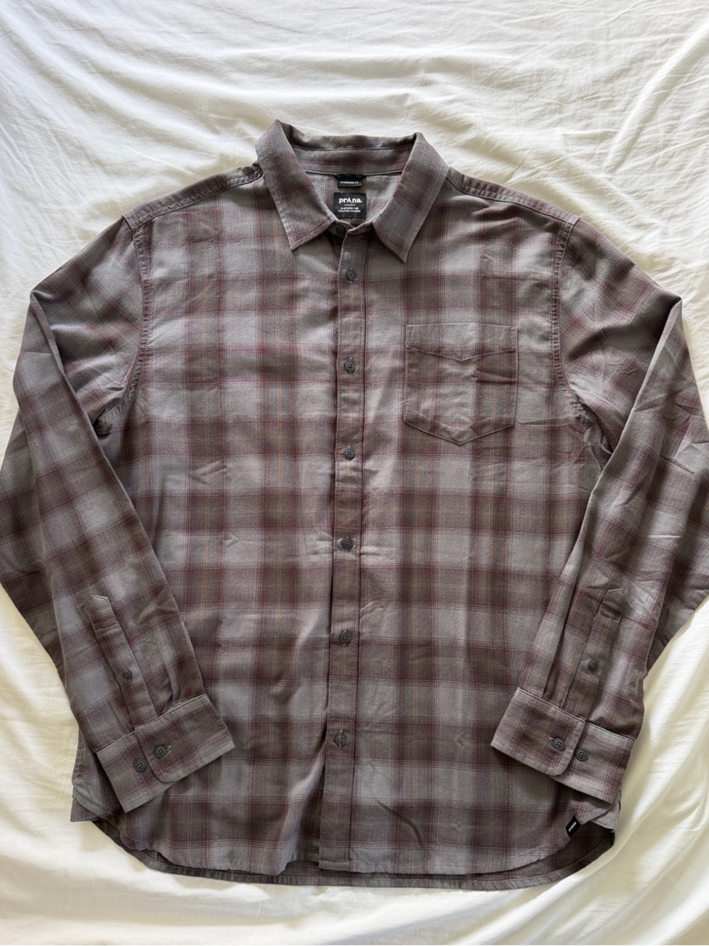Prana Men's L Brown Plaid Button-Down Shirt NWOT